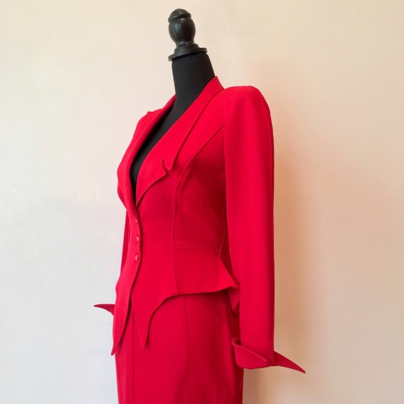 Thierry Mugler | Skirts | Rare Thierry Mugler Wasp Jagged Red Skirt ...